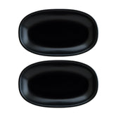 Bonna China Notte 6" x 3.5" x h:0.75" Oval Black Porcelain Platter (Set of 2)